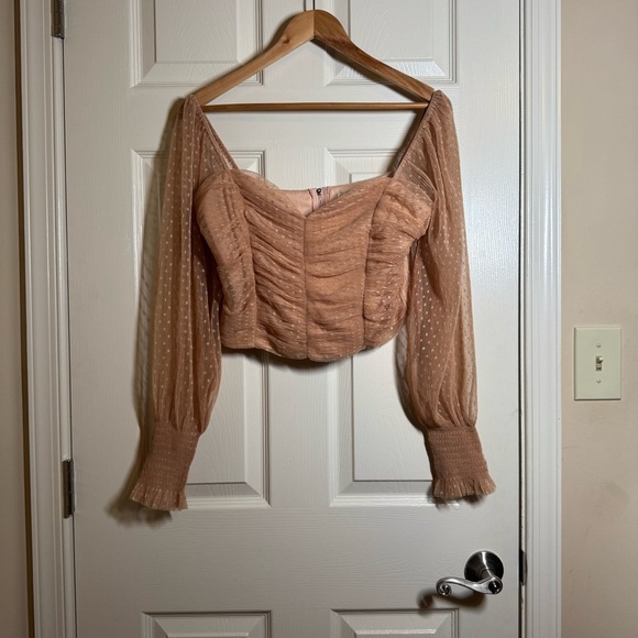 Hello Molly Blush Textured Crop Top Size L - Picture 6 of 11